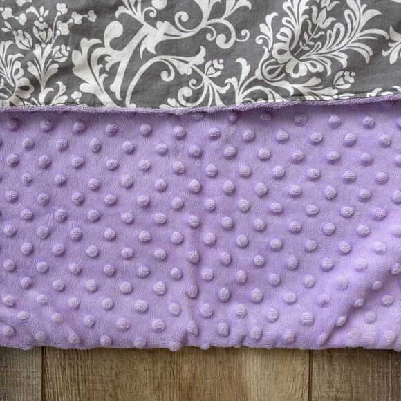 Carseat Canopy Cover Baby Girl Purple Gray Floral Fleece Minky Feminine Washable - Picture 6 of 11
